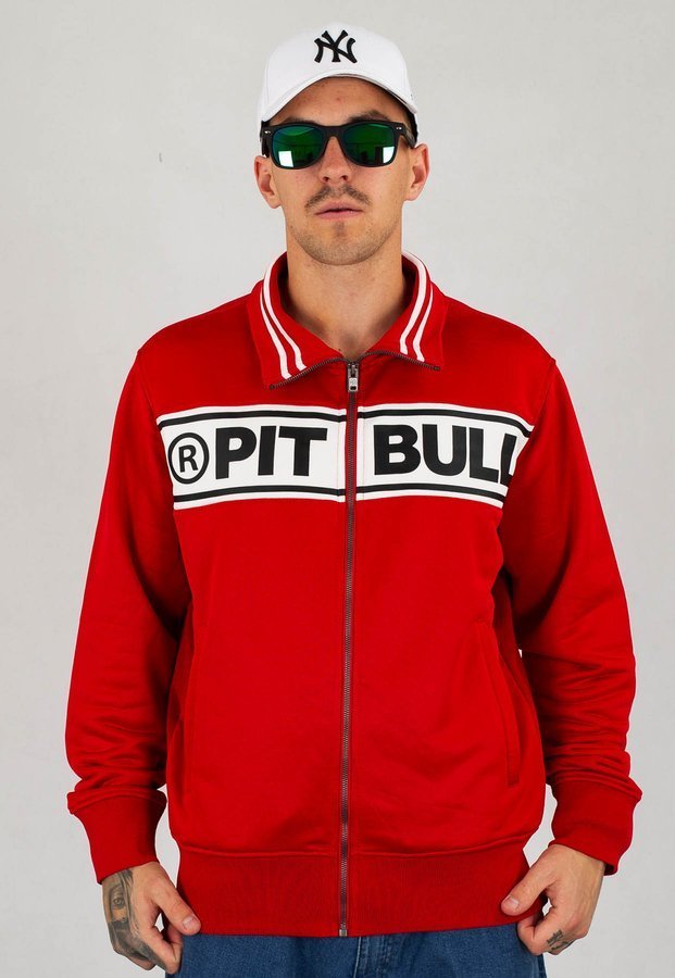 Bluza Pit Bull Oldschool Zip Chest Logo czerwono biała
