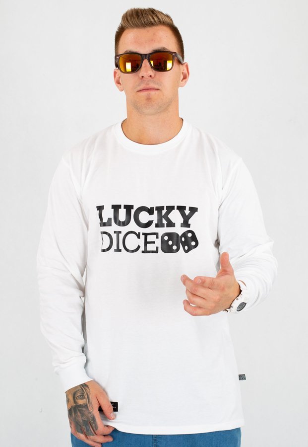 Longsleeve Lucky Dice Logo biały
