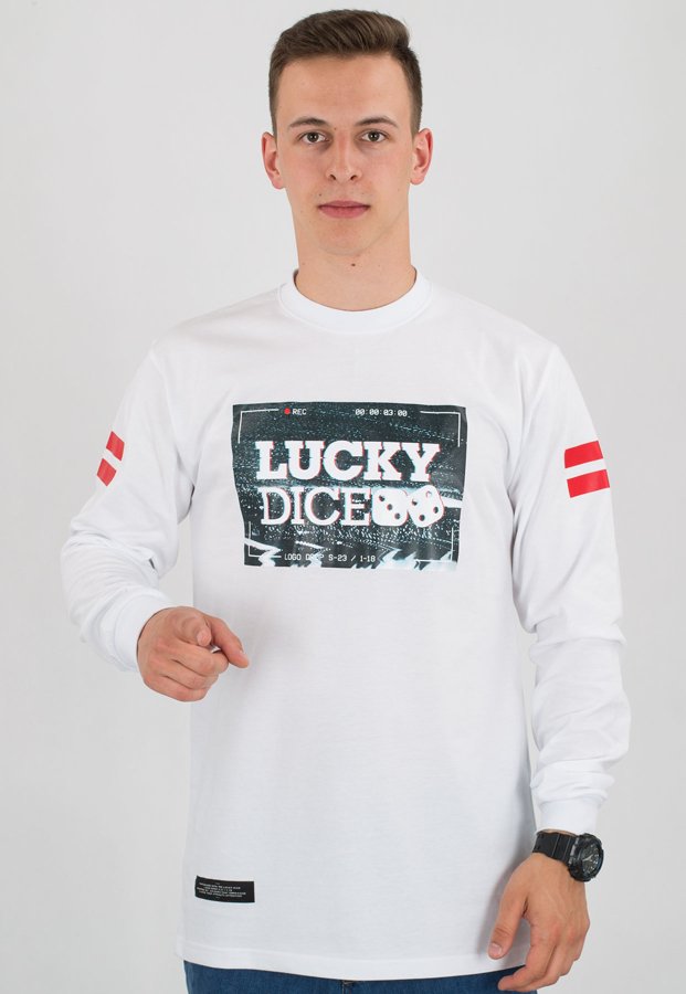 Longsleeve Lucky Dice VHS Logo biały