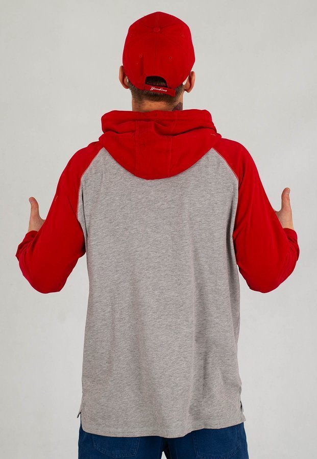Longsleeve Pit Bull Garment Washed Raglan Small Logo szaro czerwony