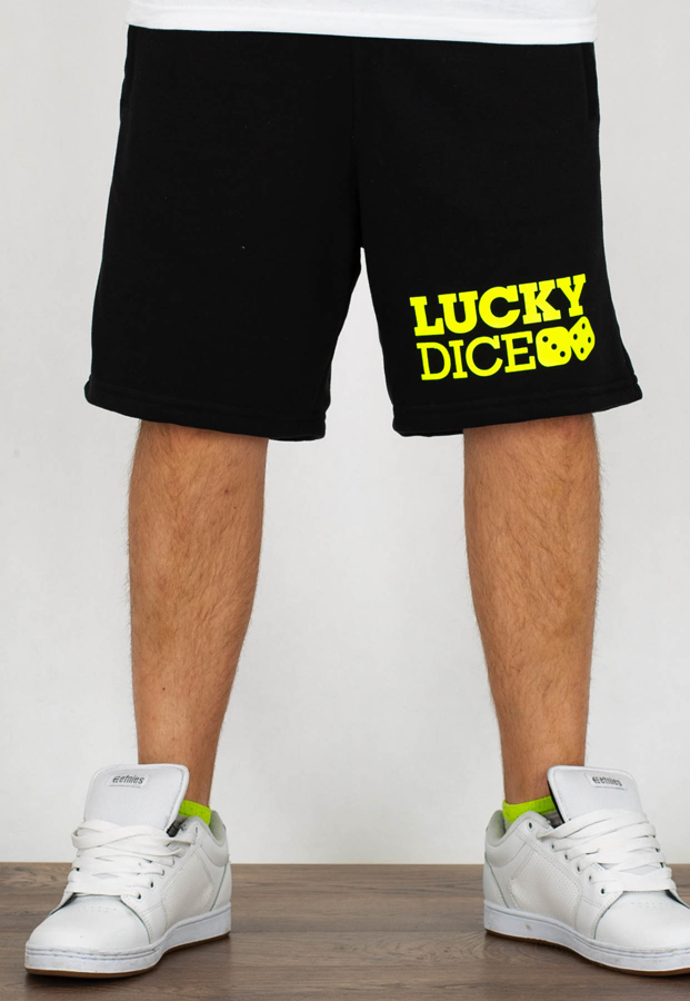 Spodenki Lucky Dice Logo czarno neonowe