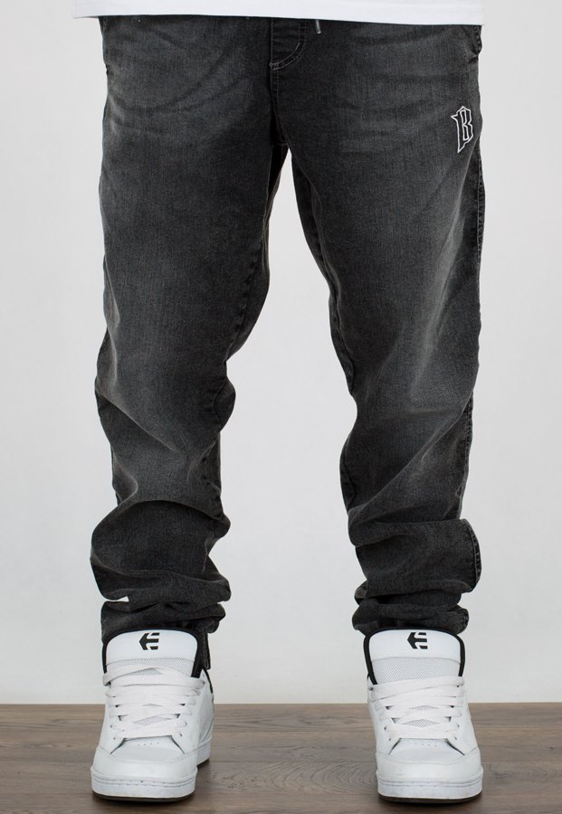 Spodnie B.O.R. Biuro Ochrony Rapu Jogger Fit Guma B Outline szary jeans