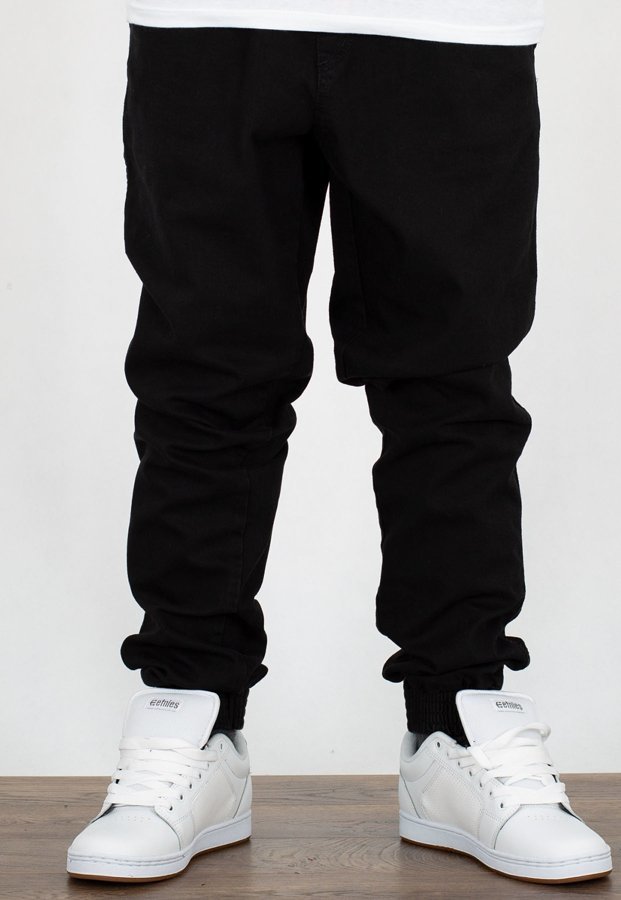 Spodnie B.O.R. Biuro Ochrony Rapu Jogger Fit Gyma Strecz BOR New Outline czarny jeans