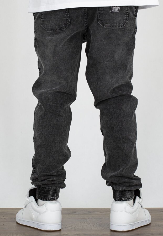 Spodnie B.O.R. Biuro Ochrony Rapu Jogger Fit Gyma Strecz BOR New Outline szary jeans