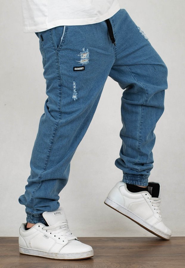 Spodnie Diamante Wear Jogger Unisex Crew Ripped light blue jeans
