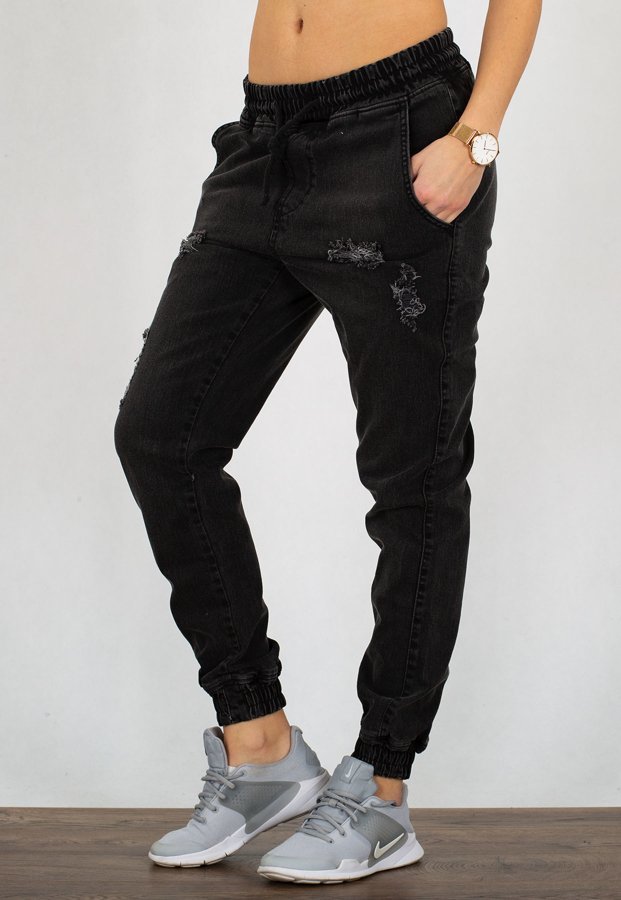 Spodnie Diamante Wear Jogger Unisex RM Ripped black jeans