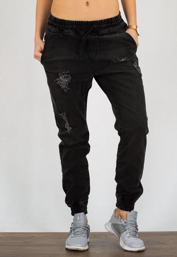 Spodnie Diamante Wear Jogger Unisex RM Ripped black jeans