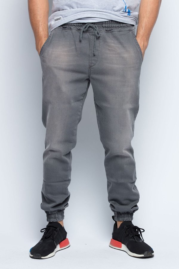 Spodnie Diamante Wear Jogger Unisex RM szary jeans wyprany