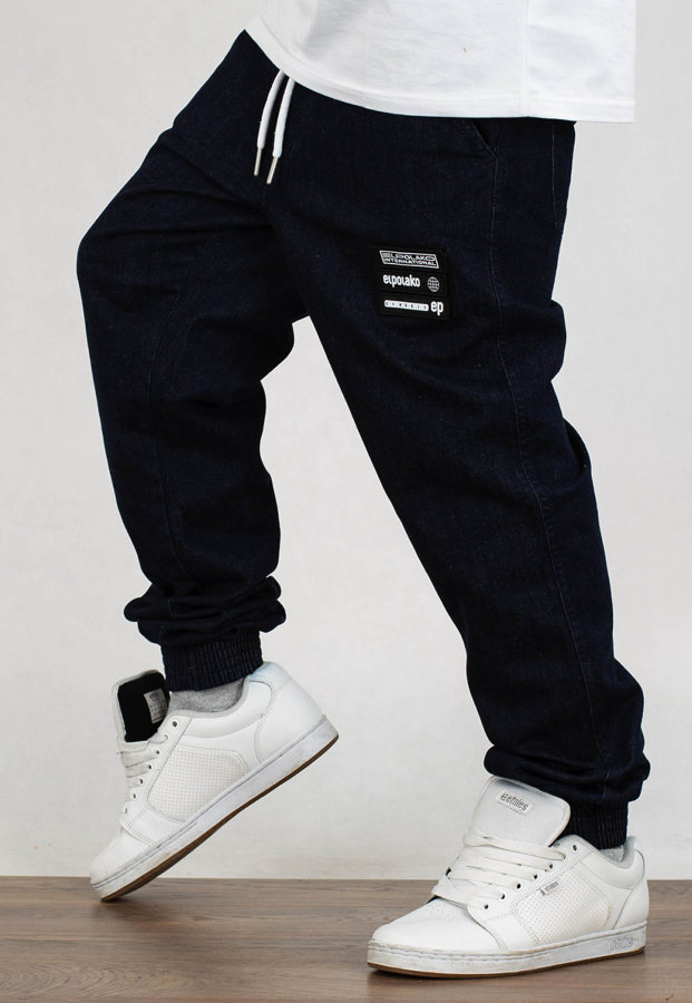 Spodnie El Polako Joggery Slim Jeans Sticker Front dark