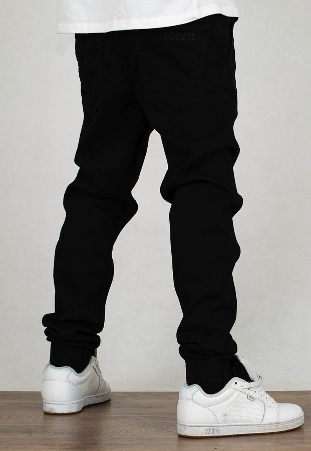 Spodnie El Polako Joggery Slim Jeans z Gumą Back Classic czarny jeans