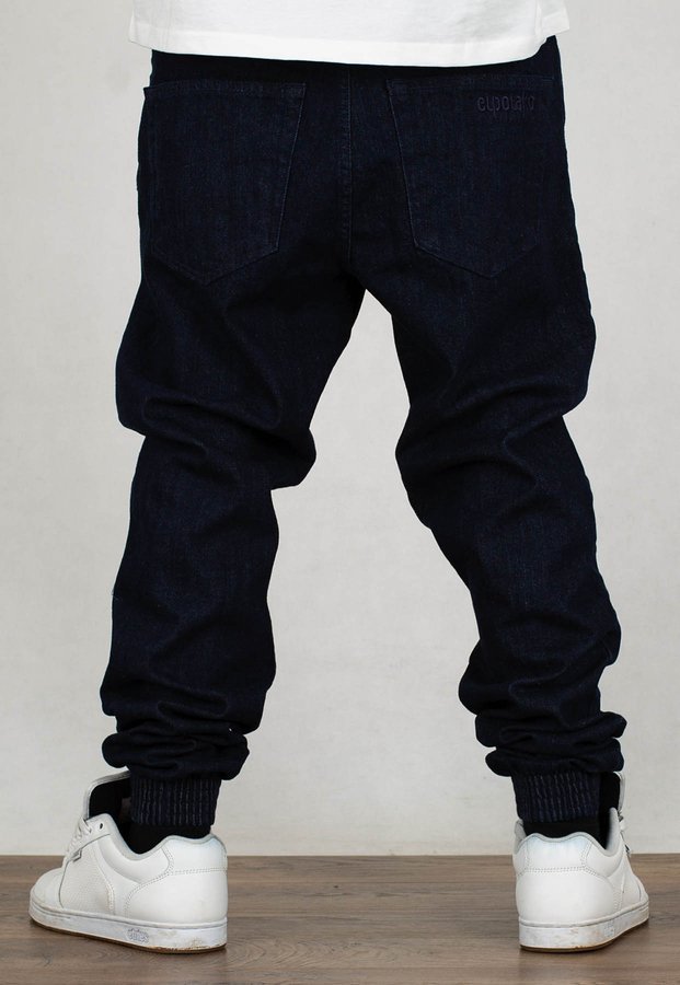 Spodnie El Polako Joggery Slim Jeans z Gumą Back Classic dark jeans