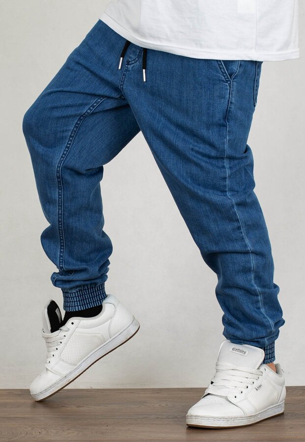 Spodnie El Polako Joggery Slim Jeans z Gumą Back Classic light jeans