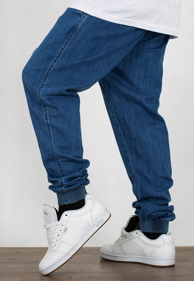 Spodnie El Polako Joggery Slim Jeans z Gumą Classic jasne sprane