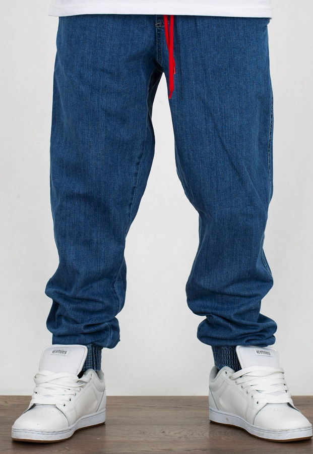 Spodnie El Polako Joggery Slim Jeans z Gumą Classic jasne sprane