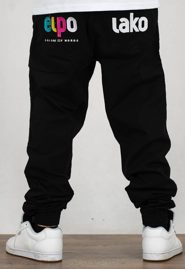 Spodnie El Polako Joggery Slim Jeans z Gumą Cow czarne