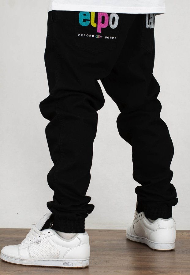 Spodnie El Polako Joggery Slim Jeans z Gumą Cow czarny jeans