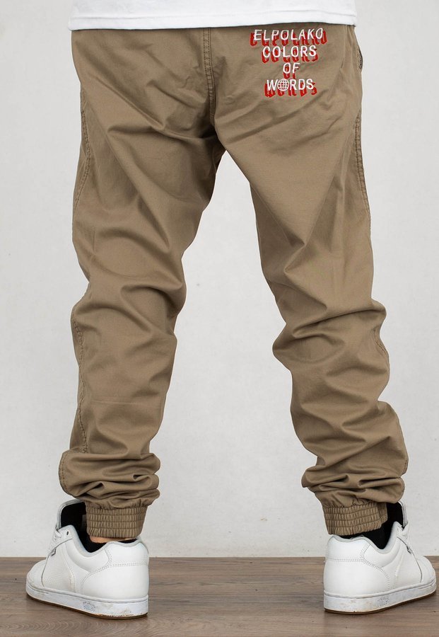 Spodnie El Polako Joggery Slim Jeans z Gumą Ep Cow beżowy jeans