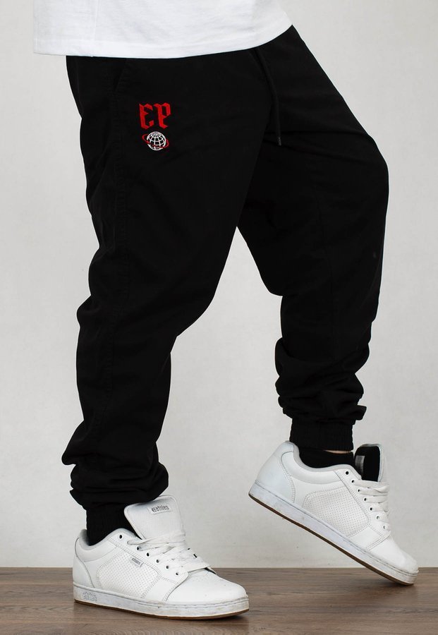 Spodnie El Polako Joggery Slim Jeans z Gumą Ep Cow czarny jeans