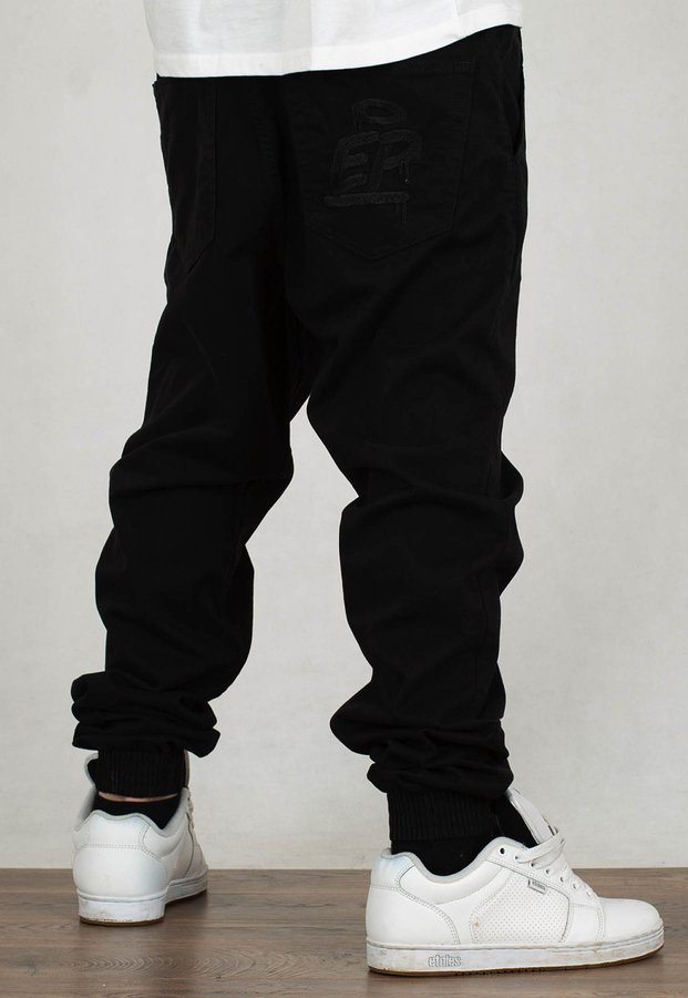 Spodnie El Polako Joggery Slim Jeans z Gumą Ep Tag czarny jeans