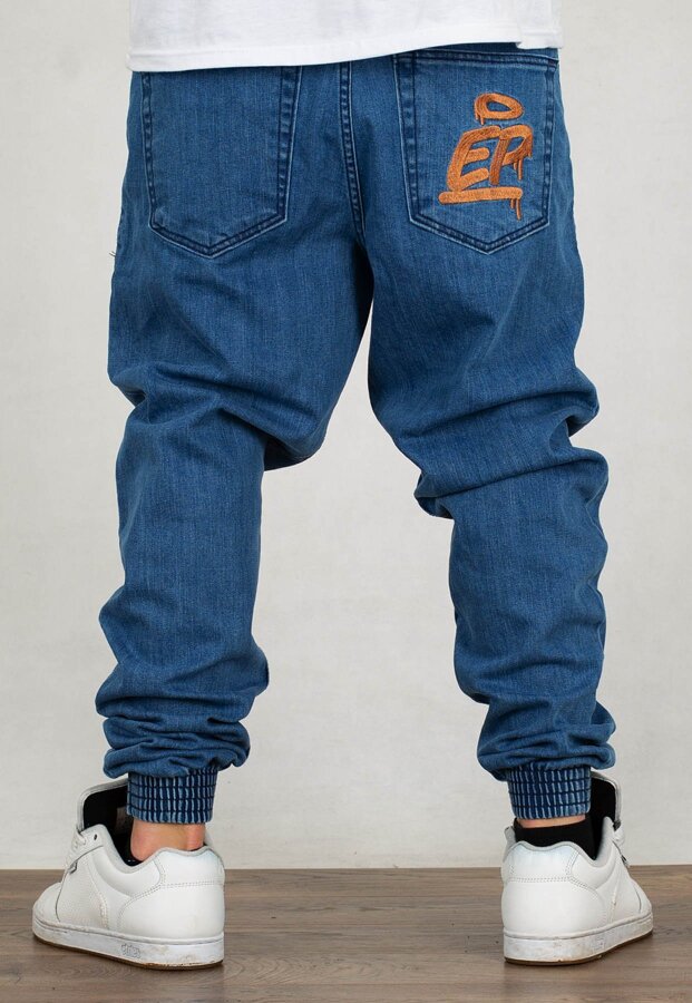 Spodnie El Polako Joggery Slim Jeans z Gumą Ep Tag light jeans