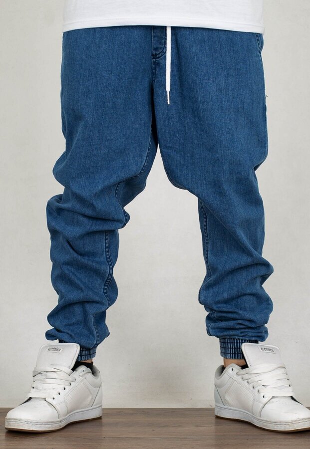 Spodnie El Polako Joggery Slim Jeans z Gumą Ep Tag light jeans