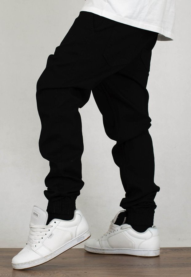 Spodnie El Polako Joggery Slim Jeans z Gumą Front Classic czarny jeans
