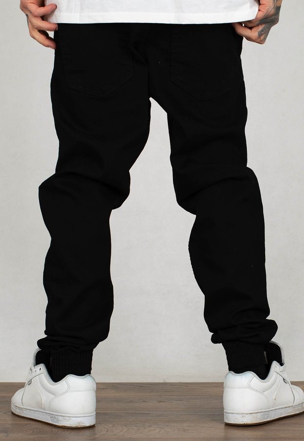 Spodnie El Polako Joggery Slim Jeans z Gumą Miejski Tag czarny jeans