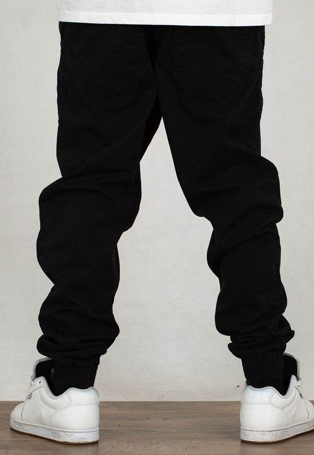 Spodnie El Polako Joggery Slim Jeans z Gumą Miejski Tag czarny jeans