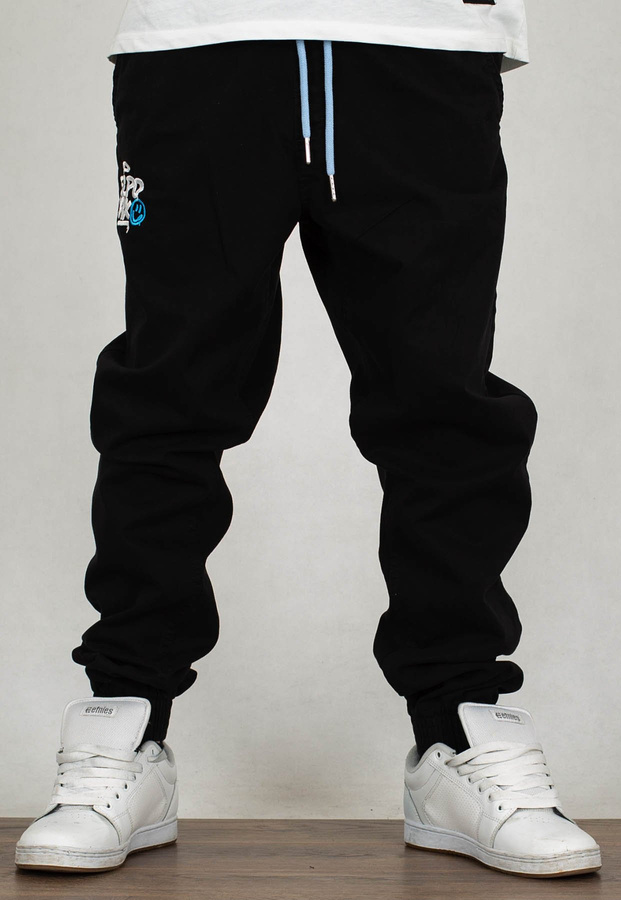 Spodnie El Polako Joggery Slim Jeans z Gumą Miejski Tag czarny jeans