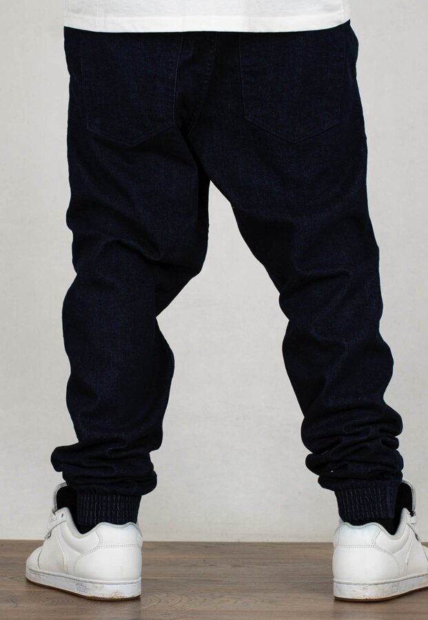 Spodnie El Polako Joggery Slim Jeans z Gumą Miejski Tag dark jeans