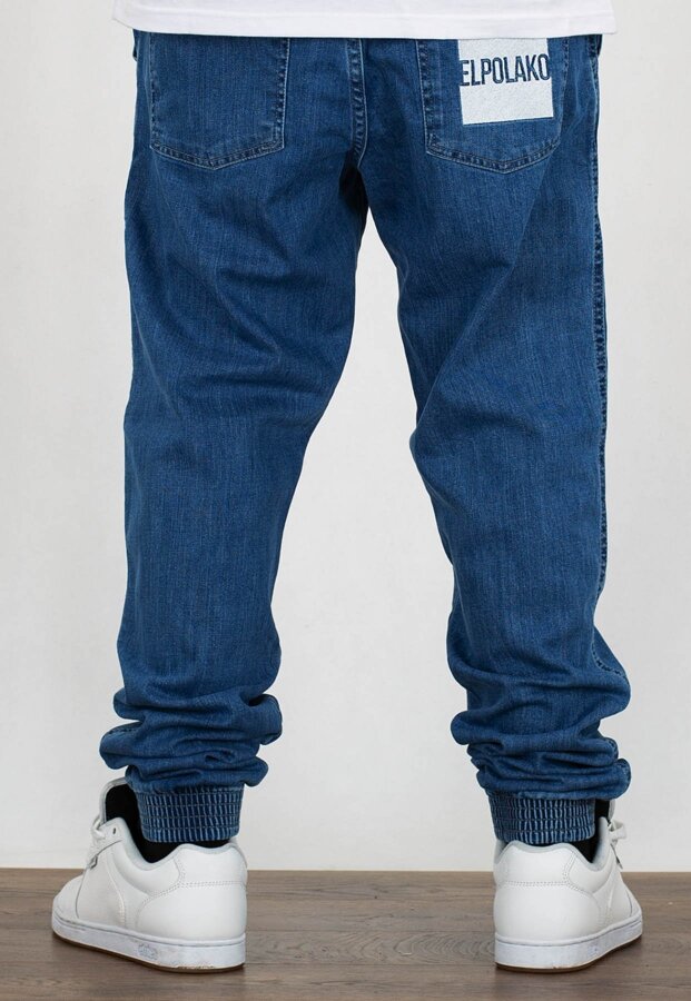 Spodnie El Polako Joggery Slim Jeans z Gumą New Box jasne sprane
