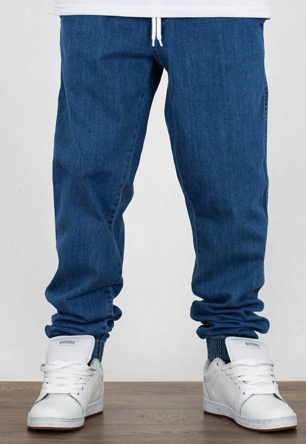 Spodnie El Polako Joggery Slim Jeans z Gumą New Box jasne sprane