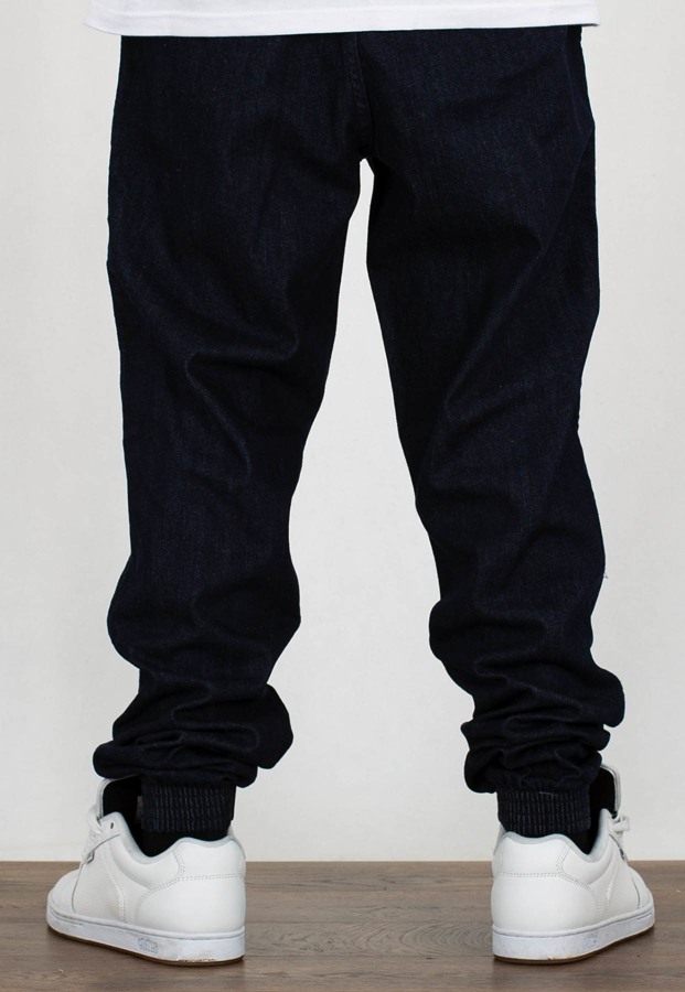 Spodnie El Polako Joggery Slim Jeans z Gumą Skórka ciemne sprane