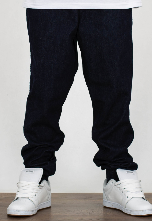 Spodnie El Polako Joggery Slim Jeans z Gumą Skórka ciemne sprane