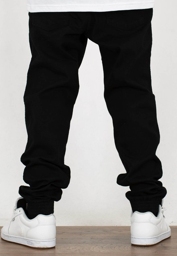 Spodnie El Polako Joggery Slim Jeans z Gumą Skórka czarny jeans