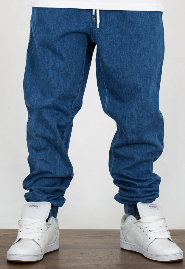 Spodnie El Polako Joggery Slim Jeans z Gumą Skórka jasne sprane