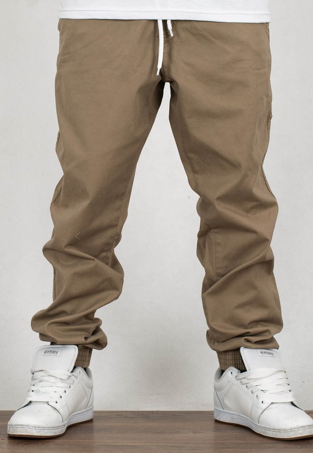Spodnie El Polako Joggery Slim Jeans z Gumą Small Classic beżowy jeans