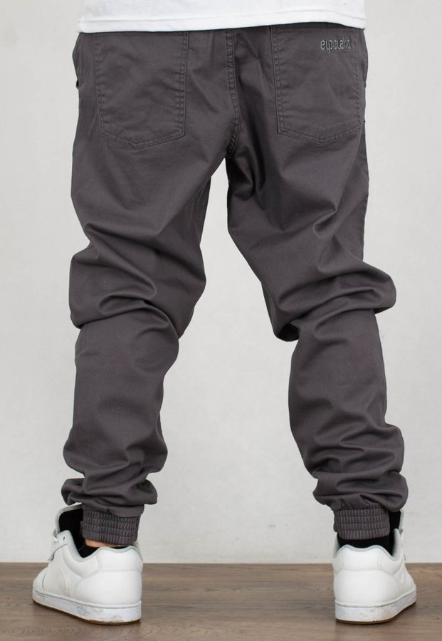 Spodnie El Polako Joggery Slim Jeans z Gumą Small Classic szary jeans