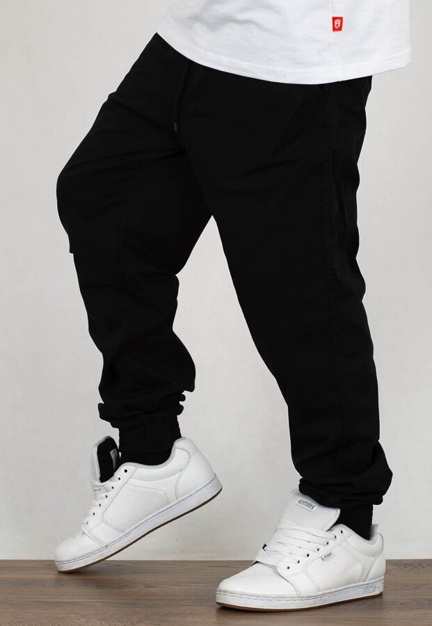 Spodnie El Polako Joggery Slim Jeans z Gumą Throwtag czarny jeans