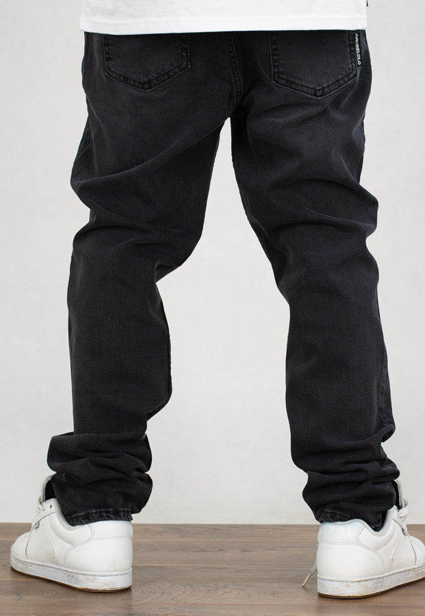 Spodnie Grube Lolo Classic z Przetarciami czarny jeans