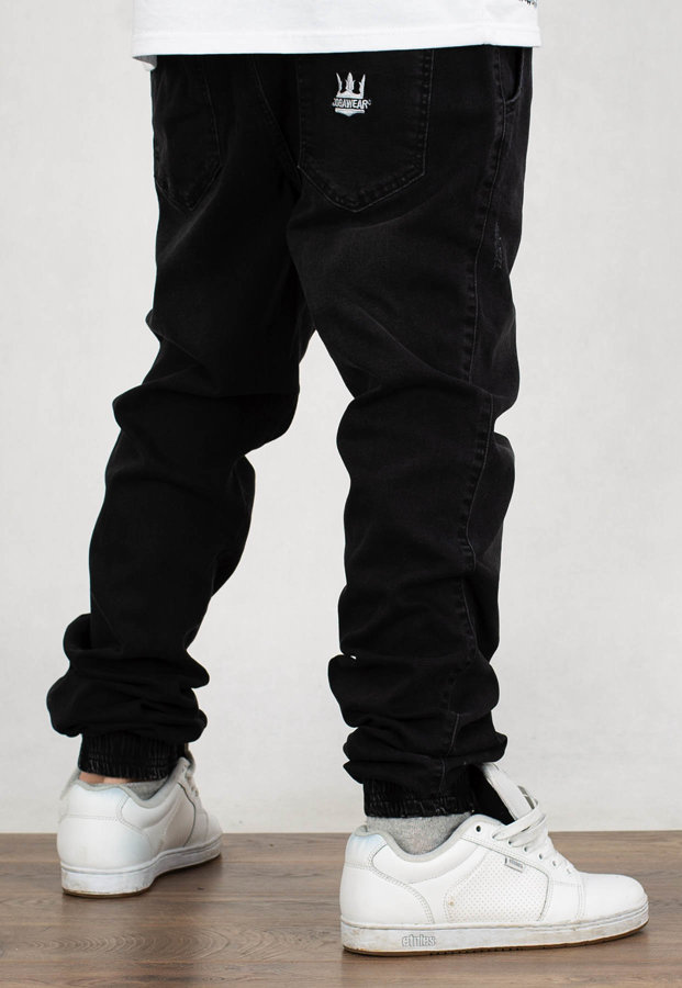 Spodnie Jigga Wear Crown Stitch black wash rips