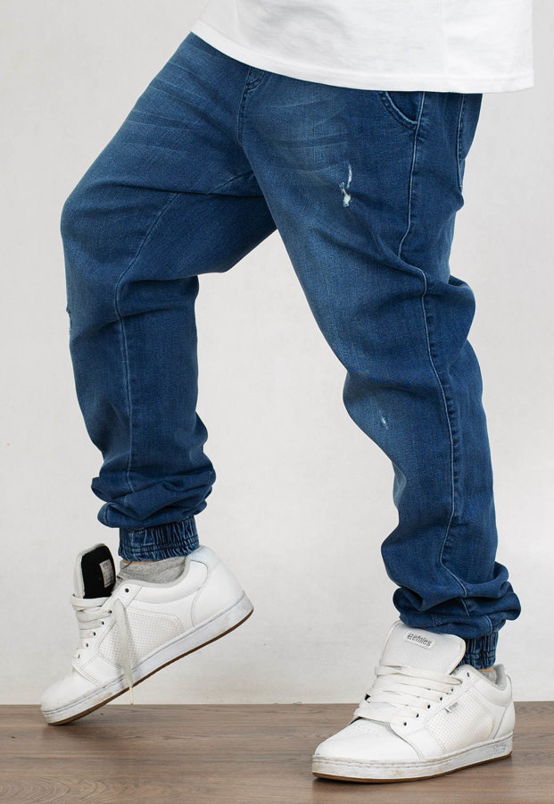 Spodnie Jigga Wear Crown Stitch blue wash rips