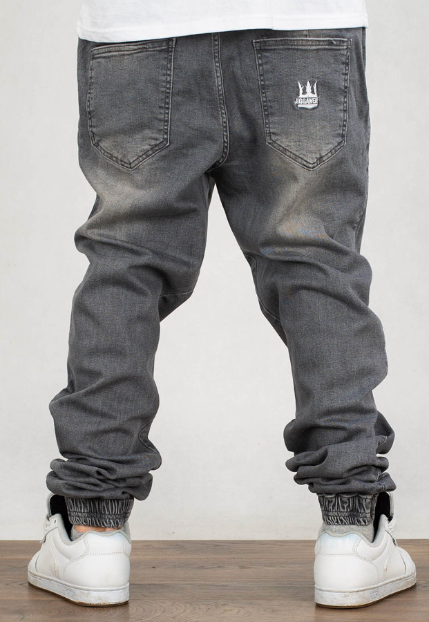 Spodnie Jigga Wear Crown Stitch dark grey rips