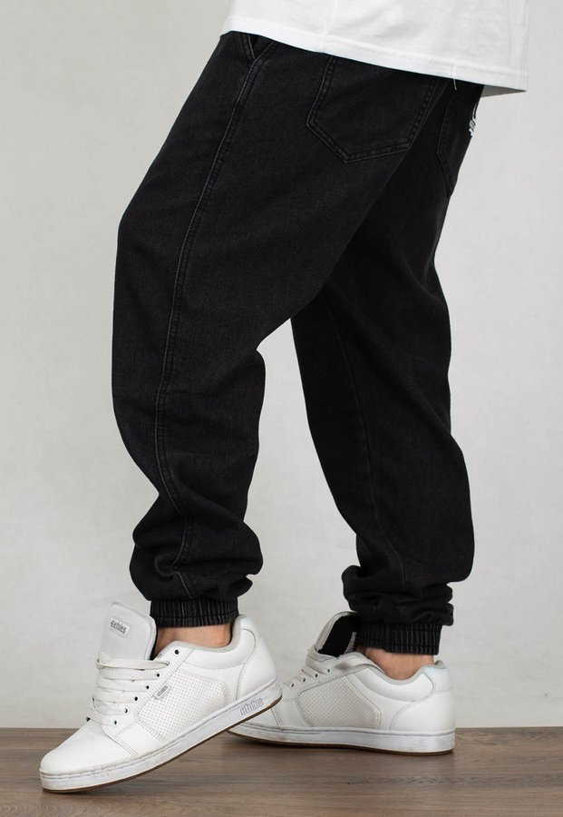 Spodnie Jigga Wear JIGGA White Jeans Black Marmur
