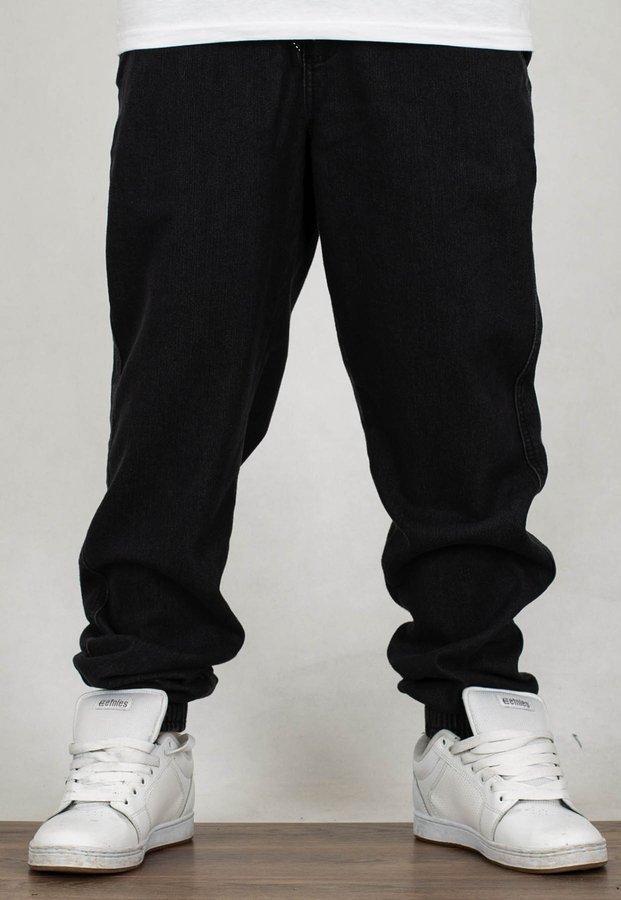 Spodnie Jigga Wear JIGGA White Jeans Black Marmur