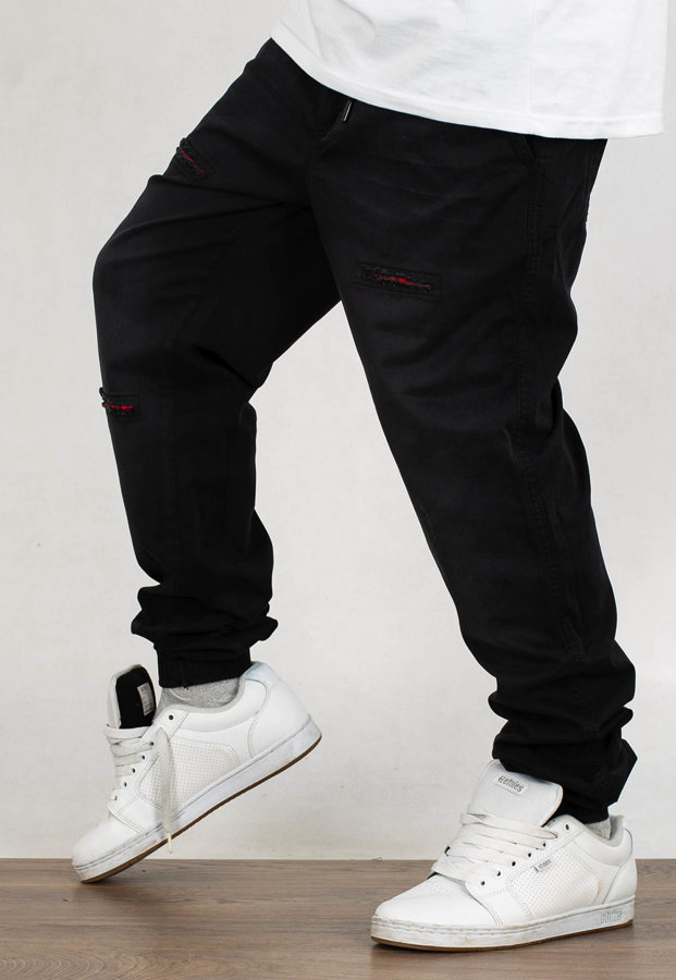 Spodnie Jigga Wear Jogger Crown Cut black washed red