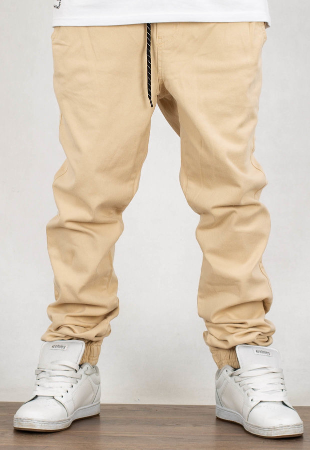 Spodnie Jigga Wear Jogger Crown Stitch beige white
