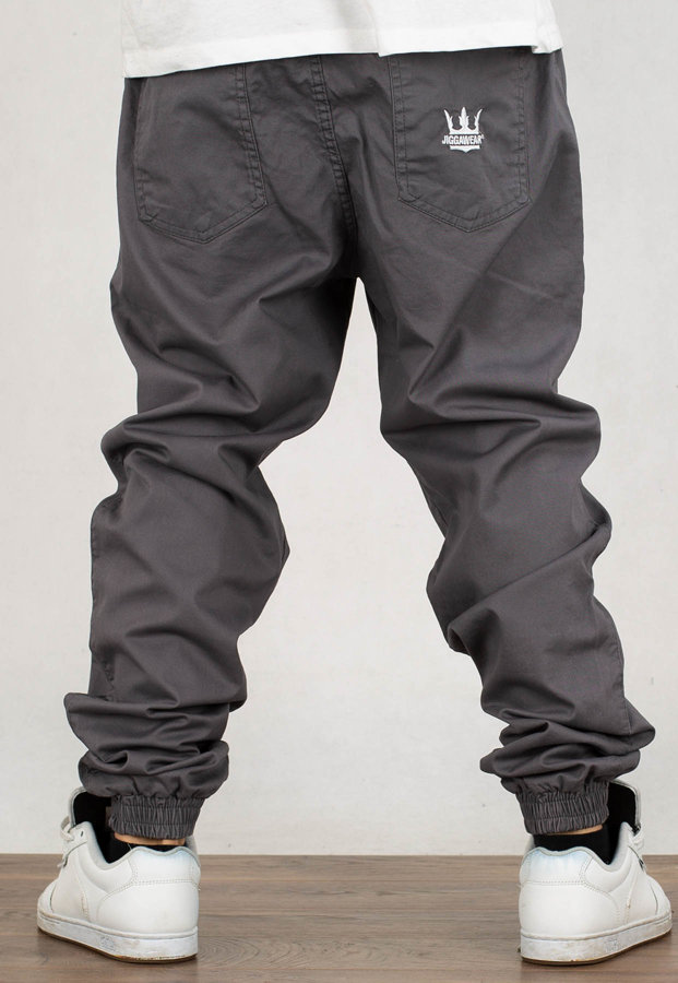 Spodnie Jigga Wear Jogger Crown Stitch szaro białe