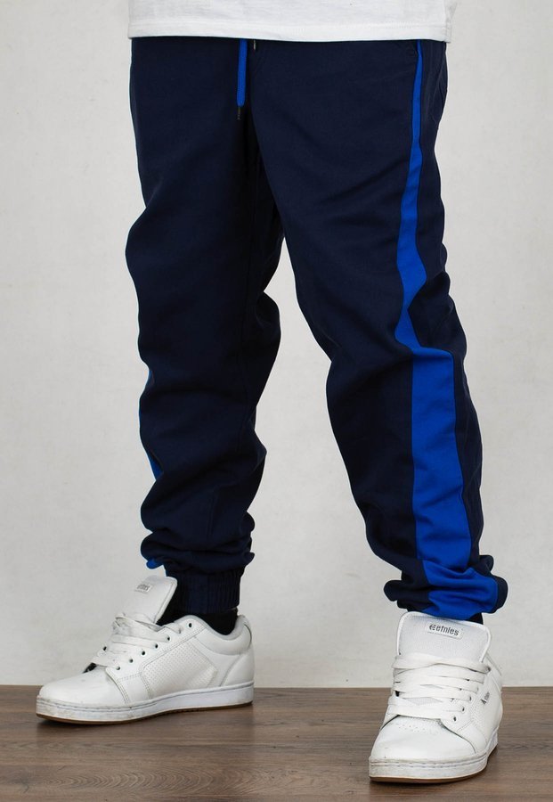 Spodnie Jigga Wear Jogger JIGGA granatowe niebieski lampas