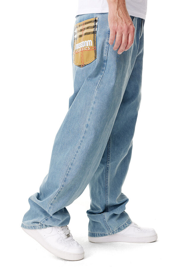 Spodnie Mass Jeans Extra Baggy Fit Tartan light blue